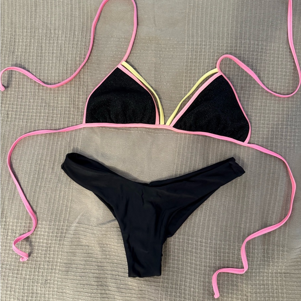 Black Bikini with Pink Trim